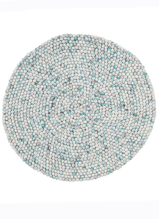 Modern felt Multicolor Blue Wool  Rug