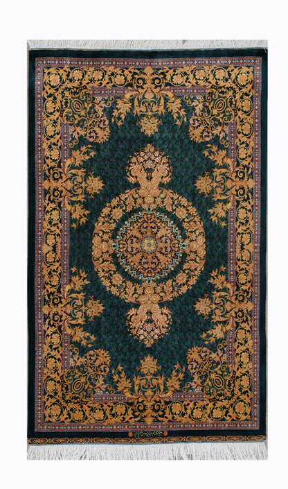 Pure Silk Traditional Persian Qom Fine Handmade Carpet-id4
