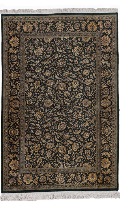 Traditional Hand-Knotted Fine Persian Qom Pure Silk Rug-id8
