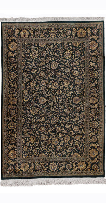 Traditional Hand-Knotted Fine Persian Qom Pure Silk Rug-id6
