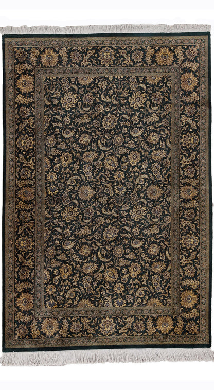 Traditional Hand-Knotted Fine Persian Qom Pure Silk Rug-id7
