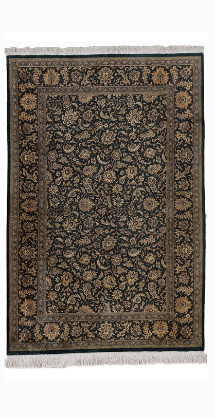 Traditional Hand-Knotted Fine Persian Qom Pure Silk Rug-id4
