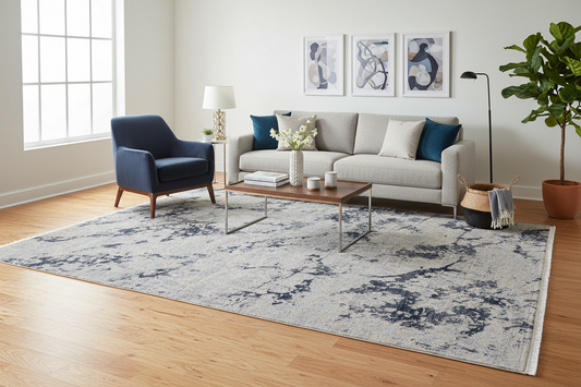 795 - Modern Indian Wool & Silk Area Rug With An Abstract Design