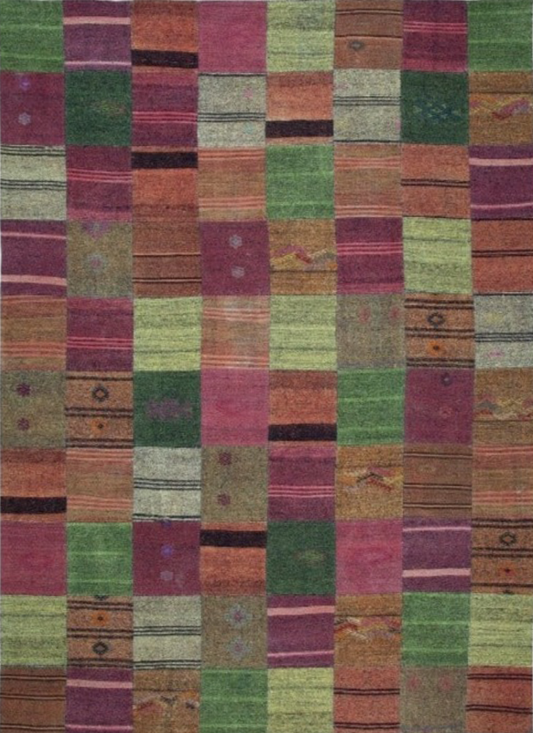 Modern Turkish Patchwork Wool Area Rug