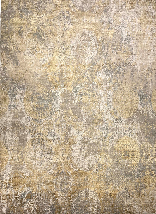 Indian Hand-Knotted Wool  Silk Carpet
