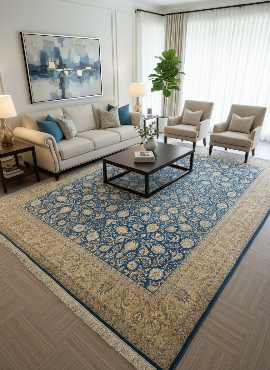 602 - Kashmir Pure Silk Floral Rug