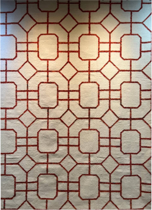 Killim Fine Modern Indian Wool Ivory Red Carpet