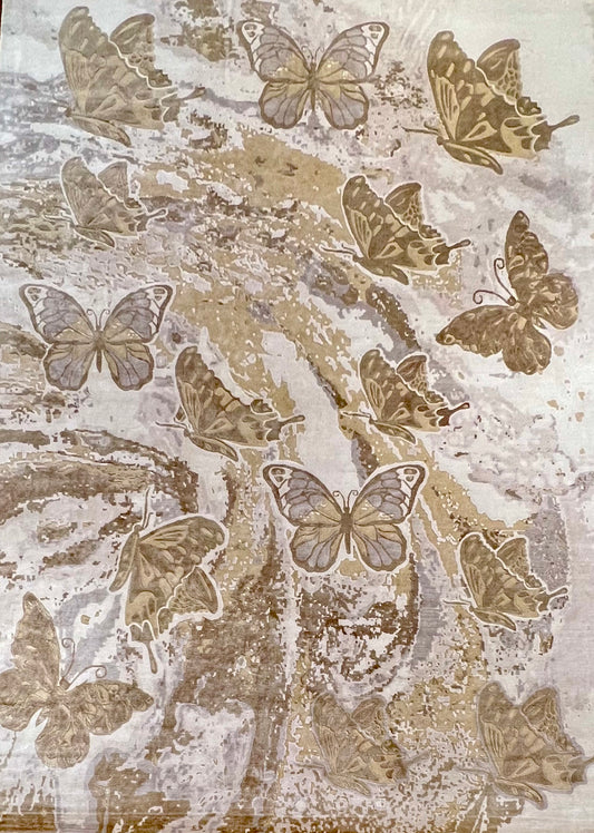 Nepal Modern Handmade  Bamboo Silk  Butterfly Rug design by Abram Imports