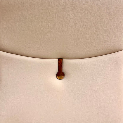 Beige Leather Office Chair with Wood Features