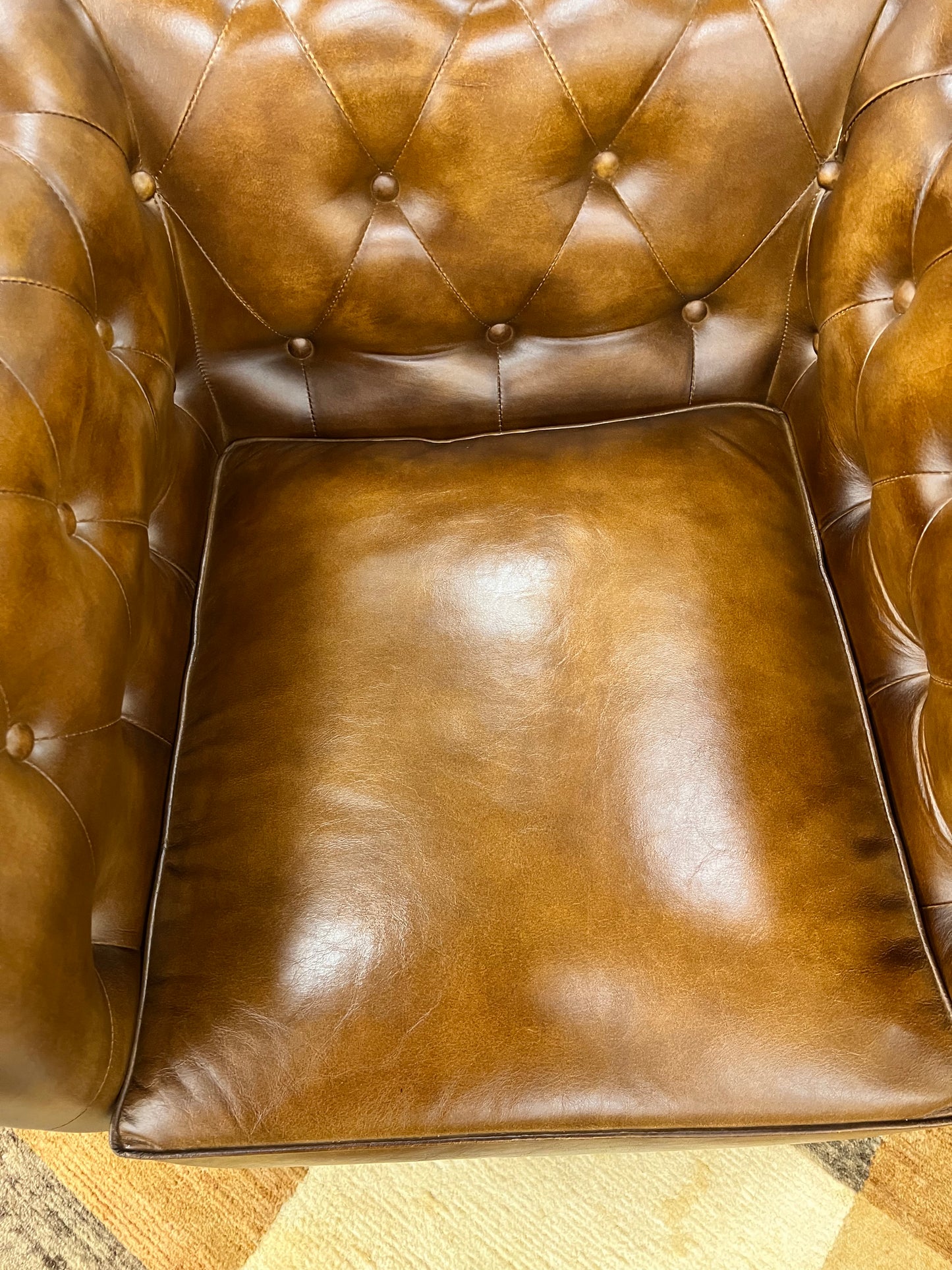 Brown Leather 4-Pieces Living Room Sofa Set