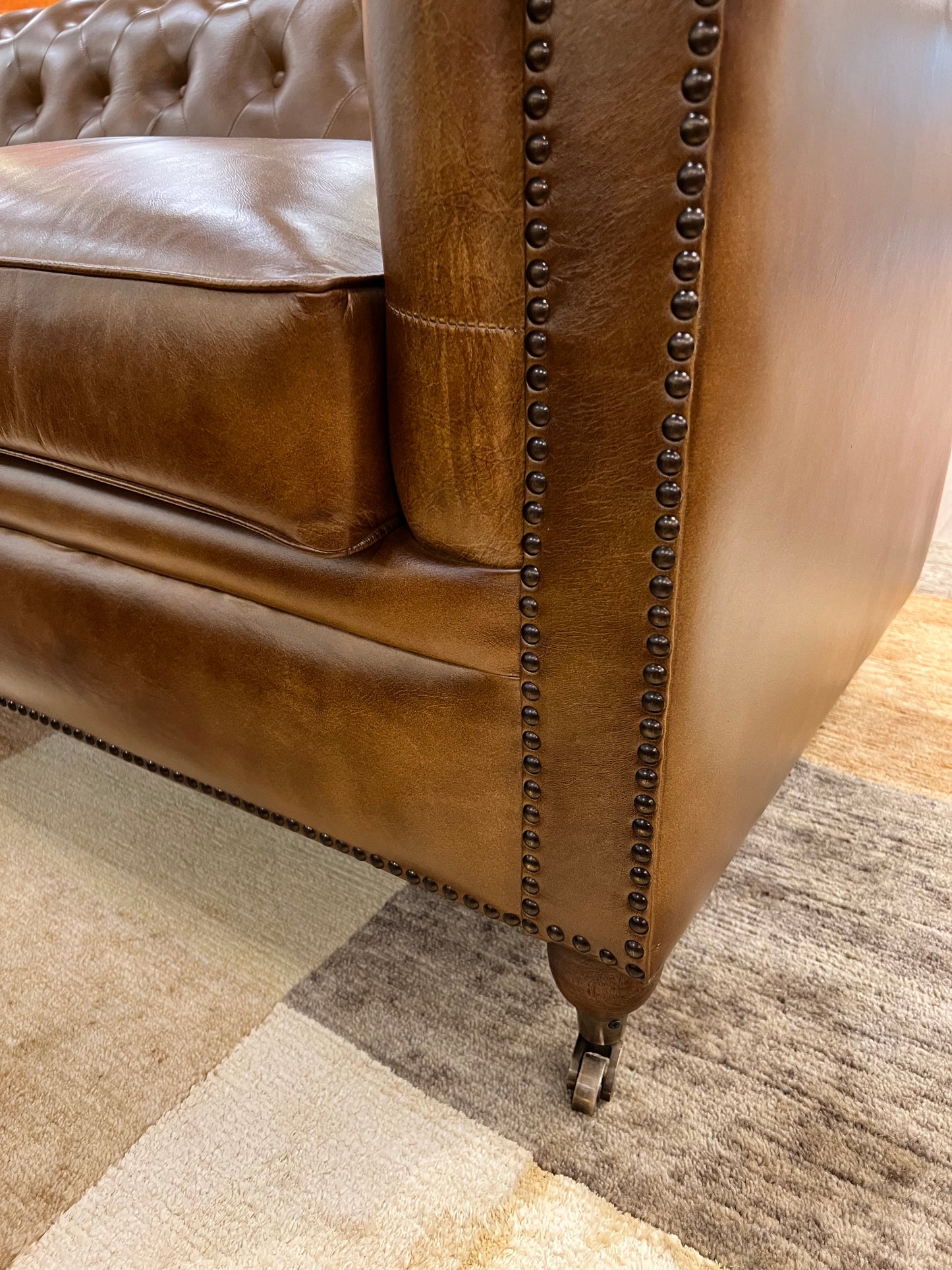 Brown Leather 4-Pieces Living Room Sofa Set