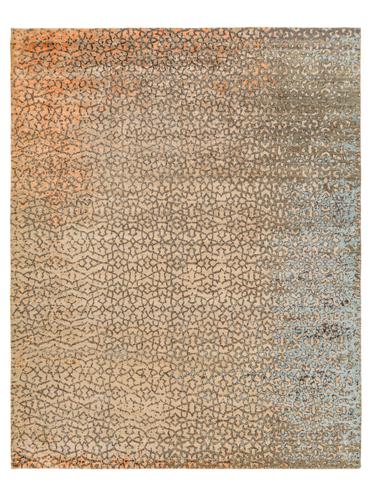 Modern Handmade Wool/Silk Rug Abstract Seamless Pattern
