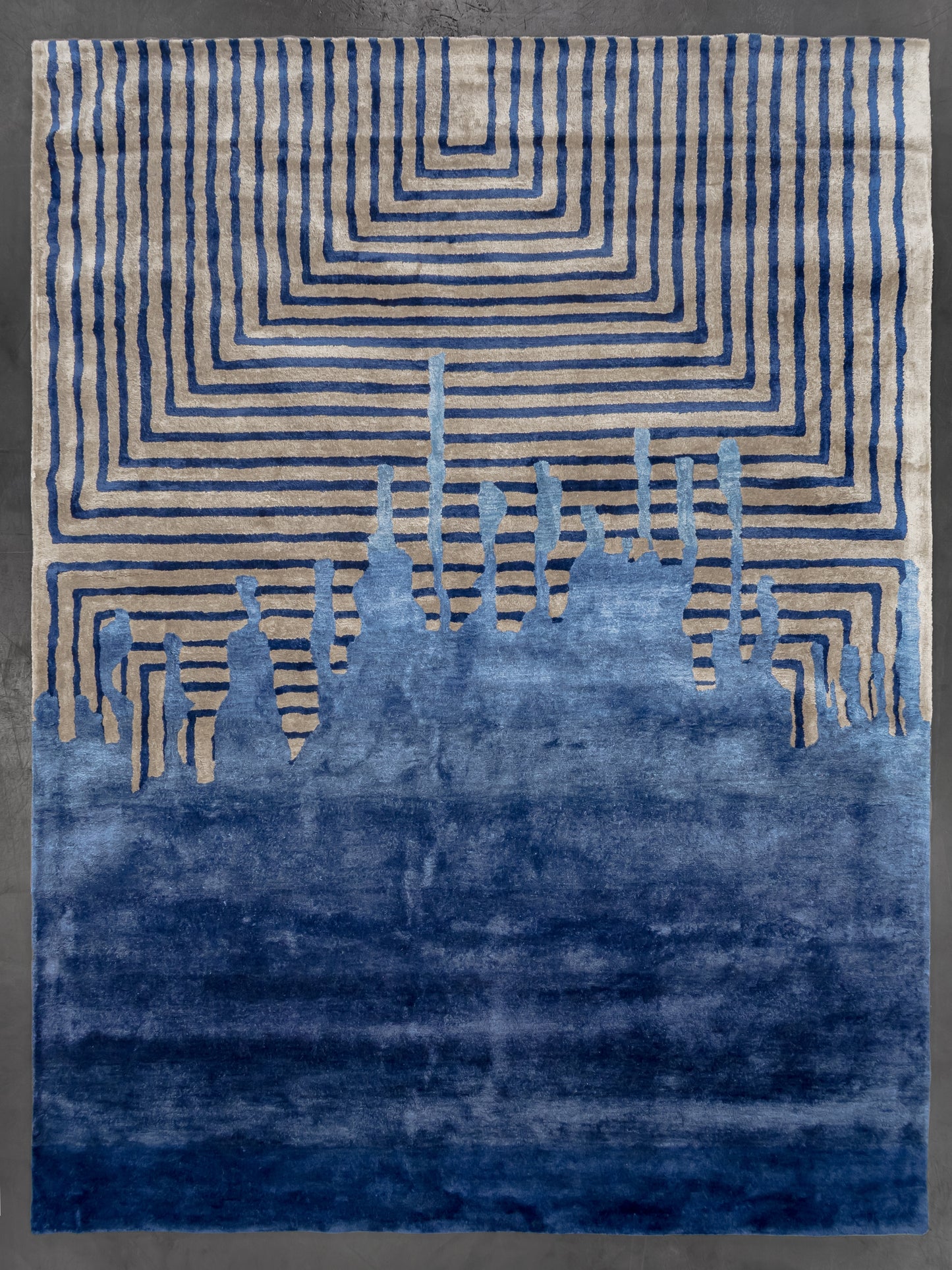Blue Grey Modern Indian Rug