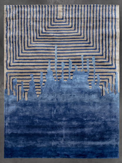 Blue Grey Modern Indian Rug