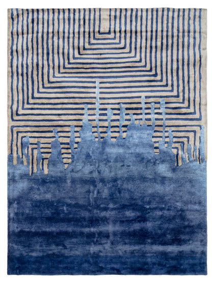 Blue Grey Modern Indian Rug