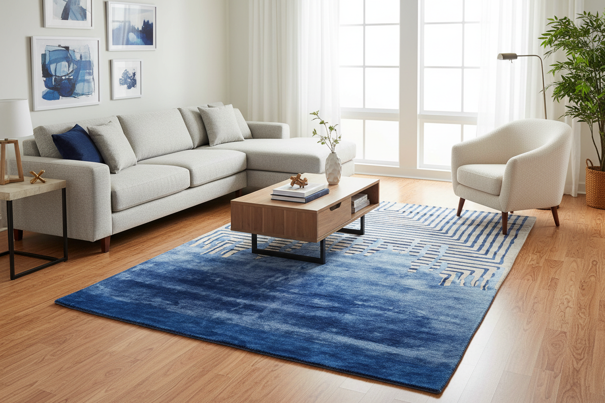 557 - Blue Grey Modern Indian Rug