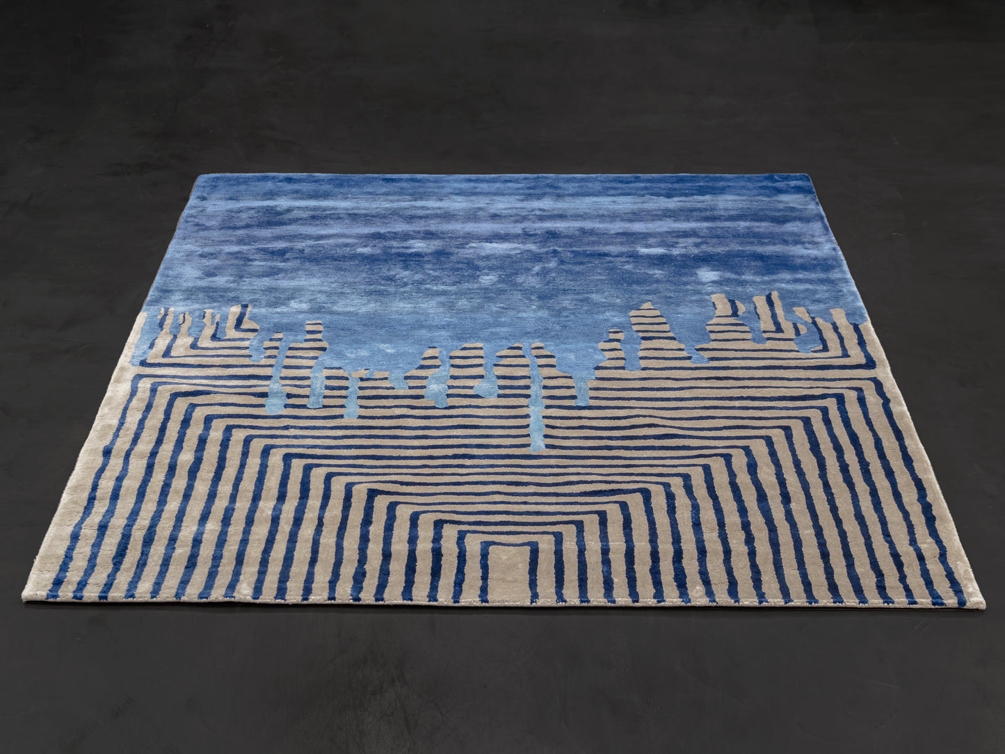 Blue Grey Modern Indian Rug