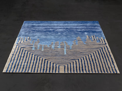 Blue Grey Modern Indian Rug