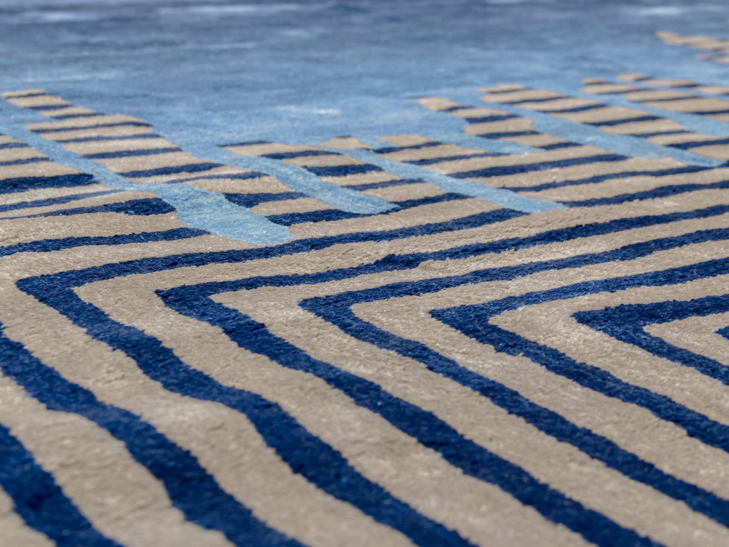 Blue Grey Modern Indian Rug