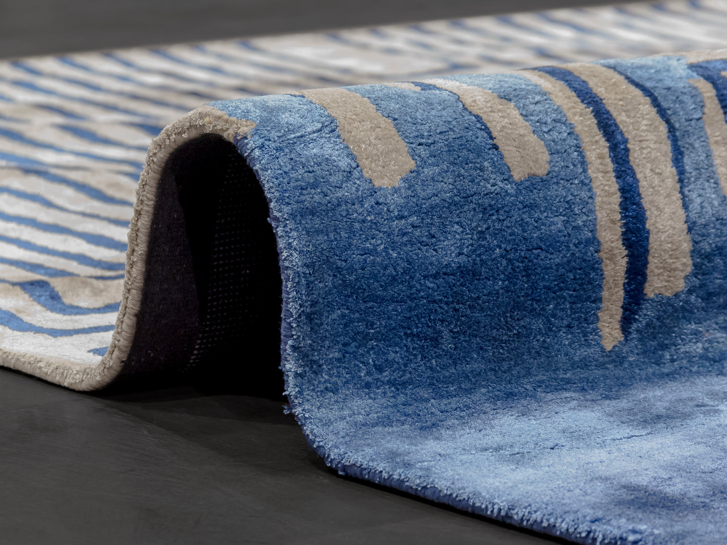 Blue Grey Modern Indian Rug