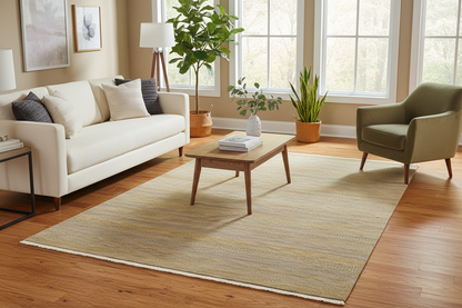 556 - Grey Gold Modern Hand-knotted Indian Rug