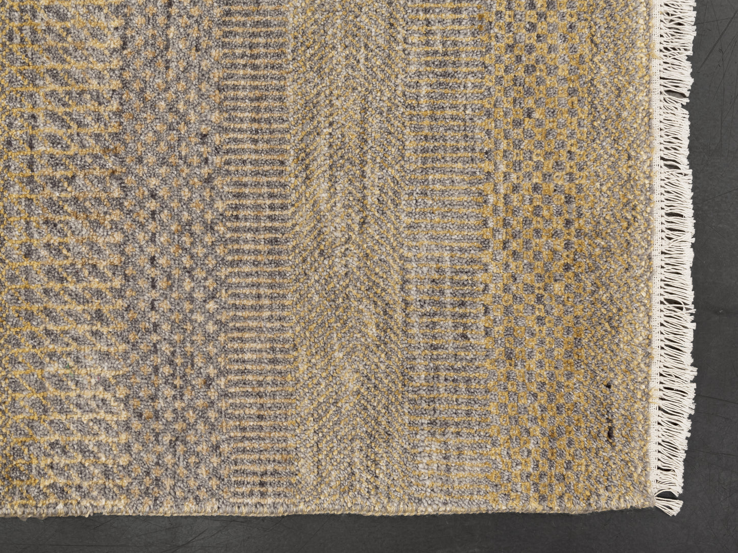 Grey Gold Modern Hand-knotted Indian Rug