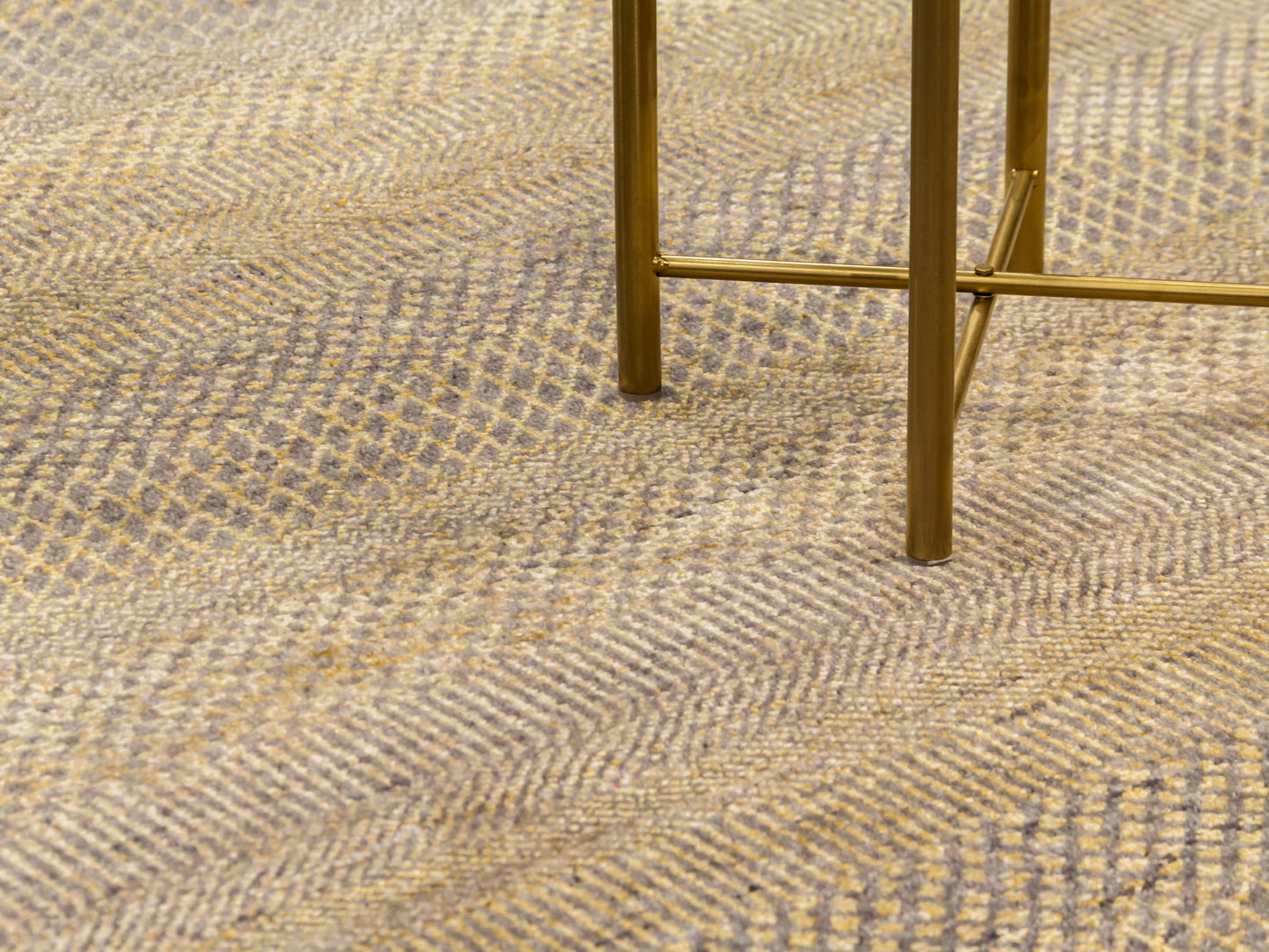 Grey Gold Modern Hand-knotted Indian Rug