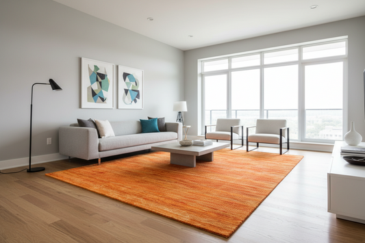 506 - Modern Handmade Pure Pure Silk Rug Golden Orange/Yellow