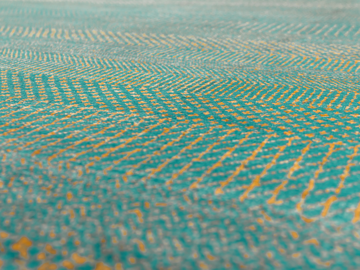 Modern Handmade Pure Pure Silk Rug Aqua Green/Yellow