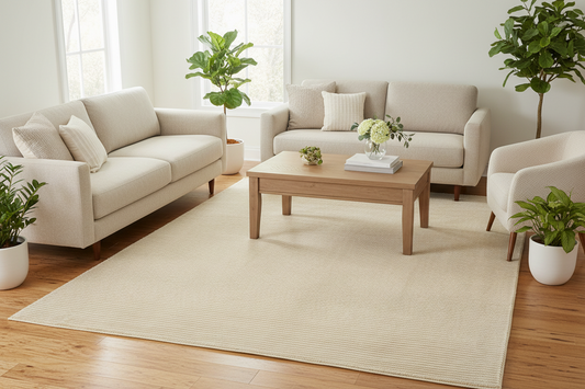 565 - Modern Contemporary Cream Silk Rug