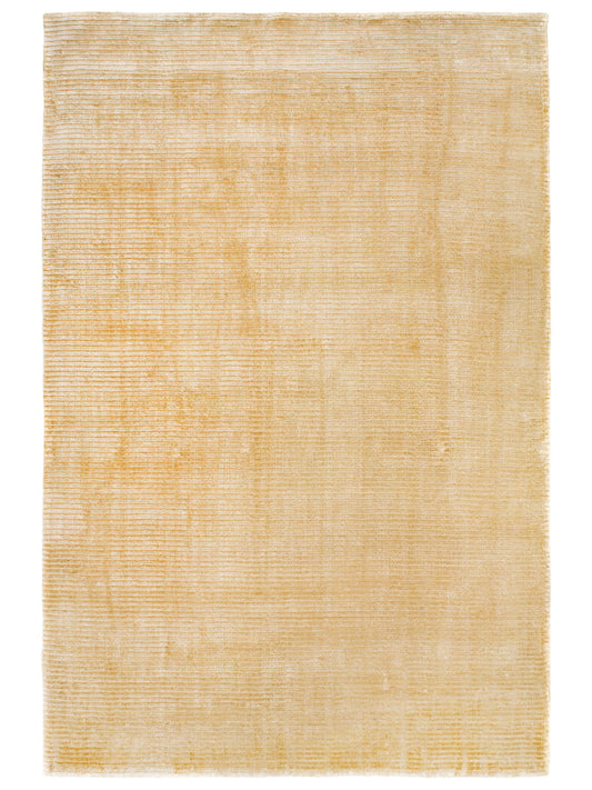 Modern Contemporary Gold Cream Silk Rug