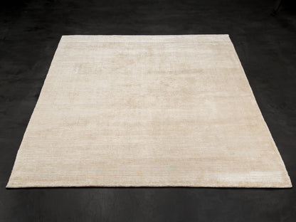 Modern Contemporary Gold Cream Silk Rug