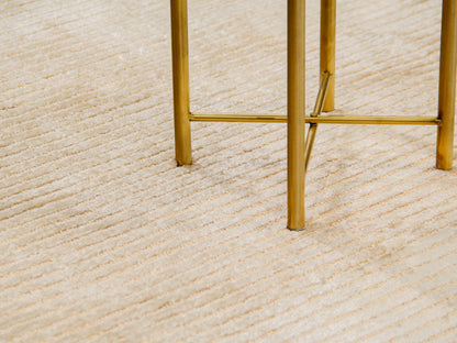 Modern Contemporary Gold Cream Silk Rug