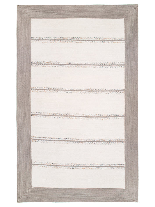 Indian Flat Woven Rug White Grey