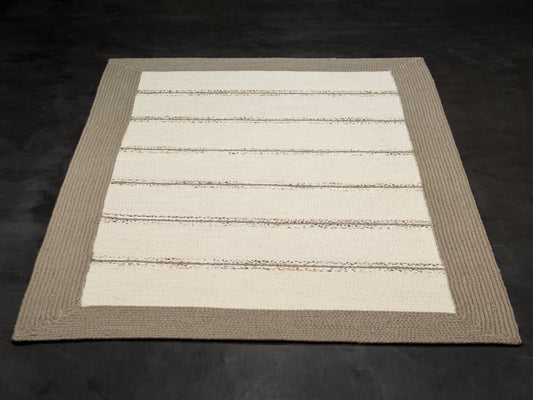 Indian Flat Woven Rug White Grey
