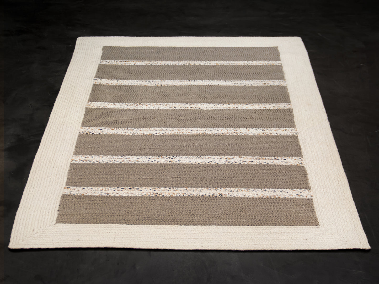 Indian Flat Woven Kilim Rug Grey White