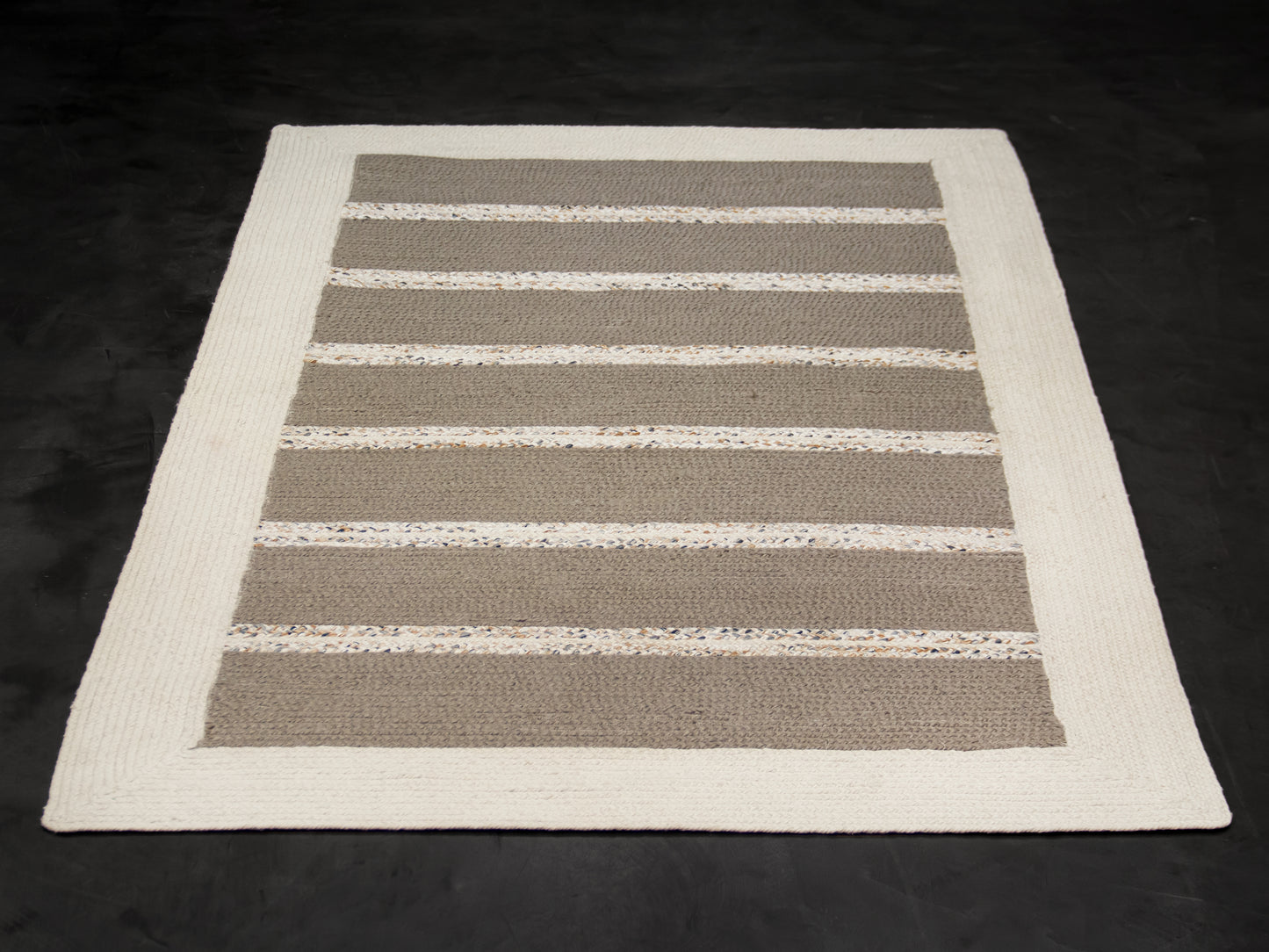 Indian Flat Woven Kilim Rug Grey White