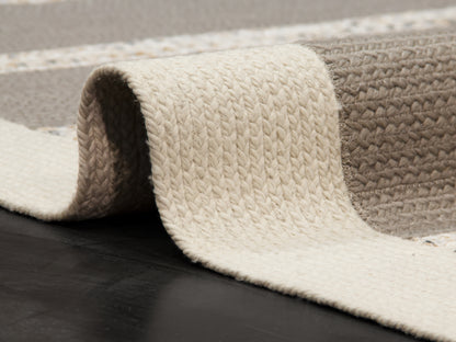 Indian Flat Woven Kilim Rug Grey White