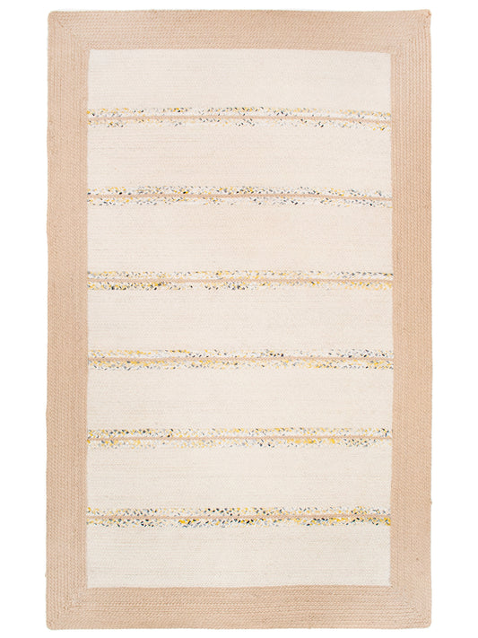 Indian Flat Woven Kilim Rug Beige White