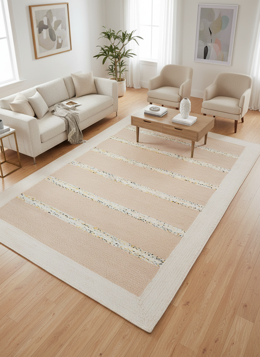 990 - Indian Flat Woven Kilim Rug White Beige
