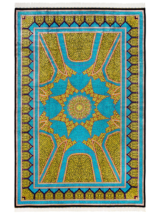 Blue/Gold Persian Style Rug featured #7876338286762 