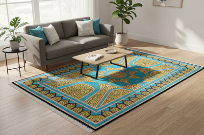 571 - Blue/Gold Persian Style Rug