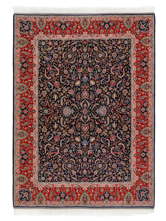 Traditional Persian Tabriz Hand-Knotted Wool & Silk Area Rug featured #7584660553898 