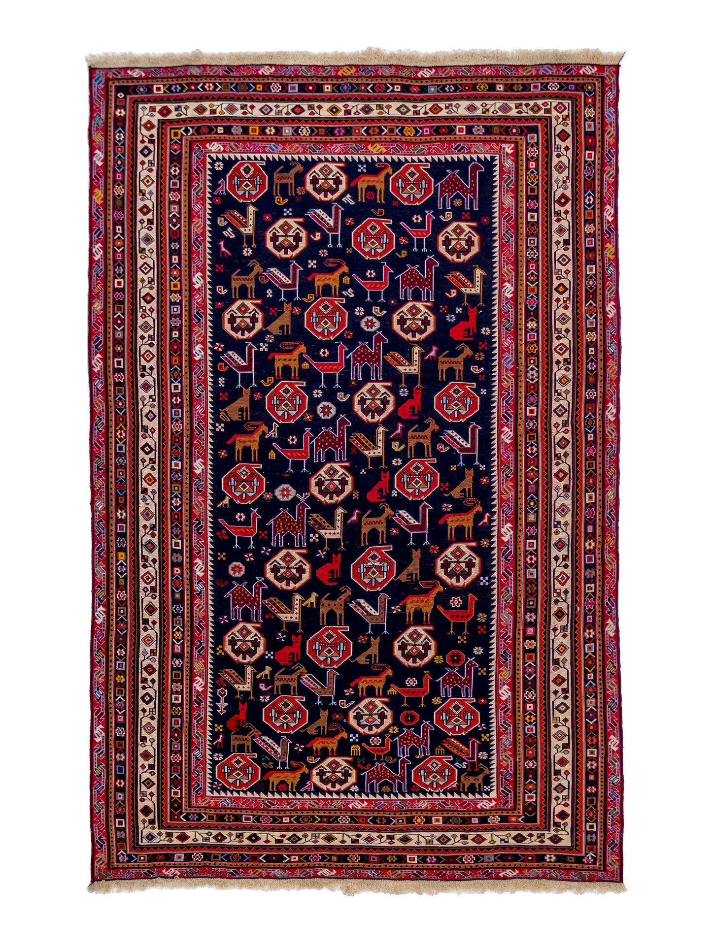 Persian Soumak Kilim Wool and Silk Rug