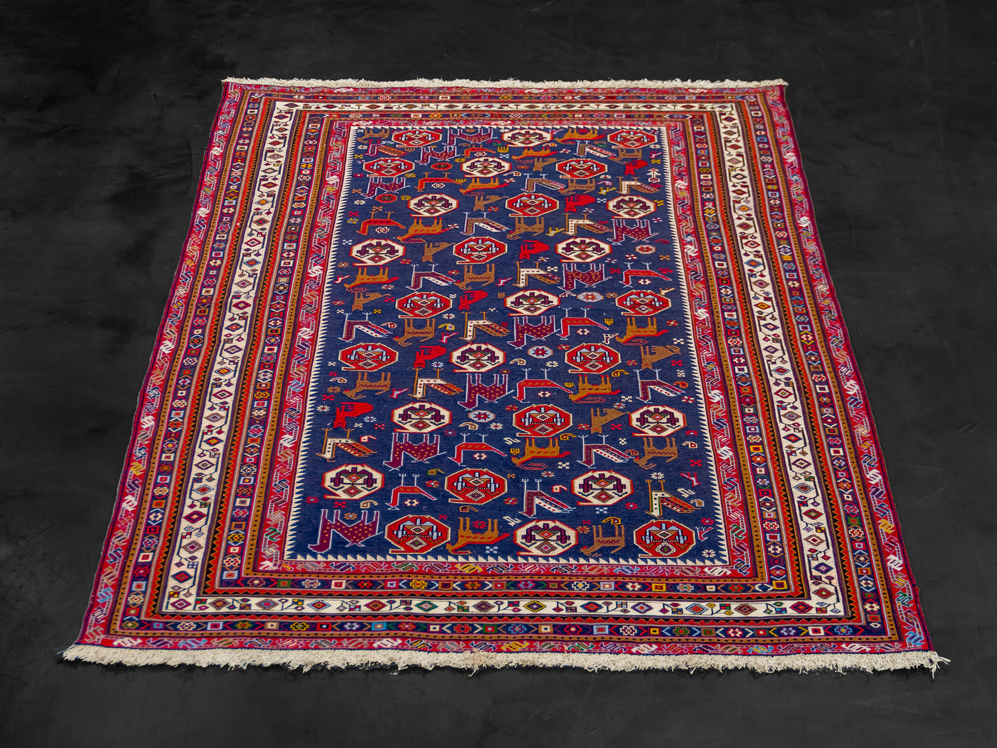Persian Soumak Kilim Wool and Silk Rug