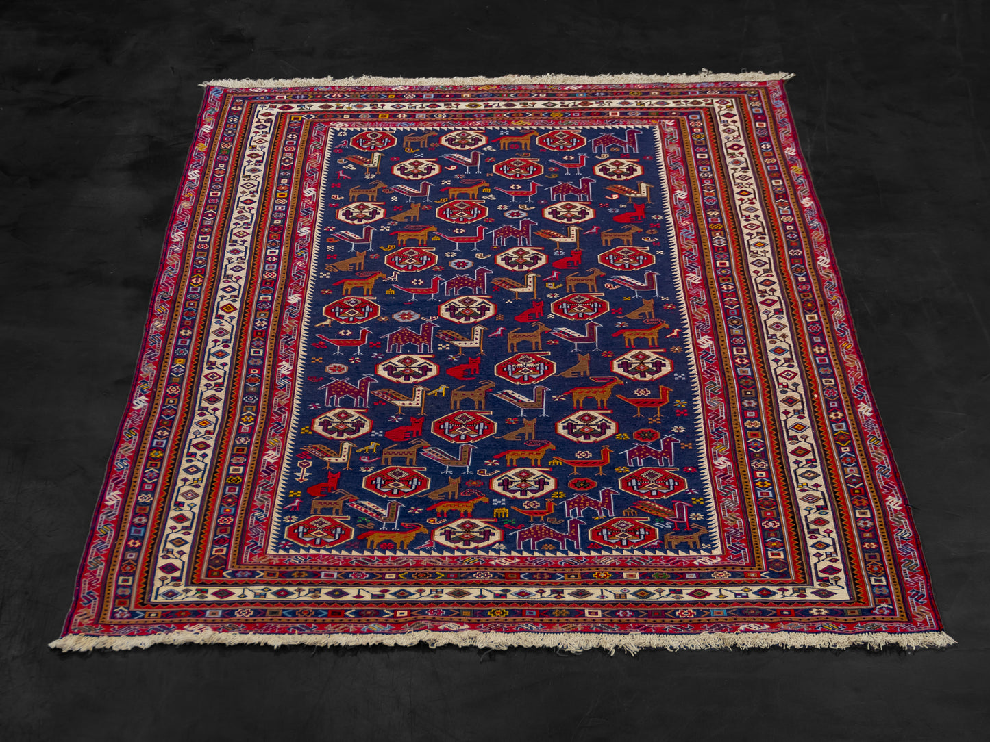 Persian Soumak Kilim Wool and Silk Rug