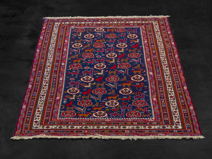 Persian Soumak Kilim Wool and Silk Rug