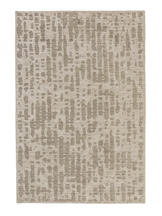 Fine Handmade Contemporary Wool And  Bamboo Silk Ivory Indian Rug From Nepal featured #7584850084010 