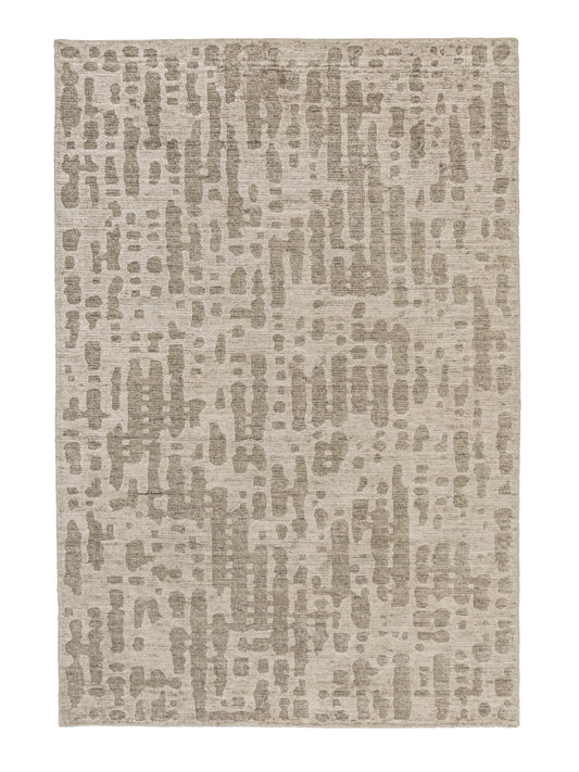 Fine Handmade Contemporary Wool And  Bamboo Silk Ivory Indian Rug From Nepal