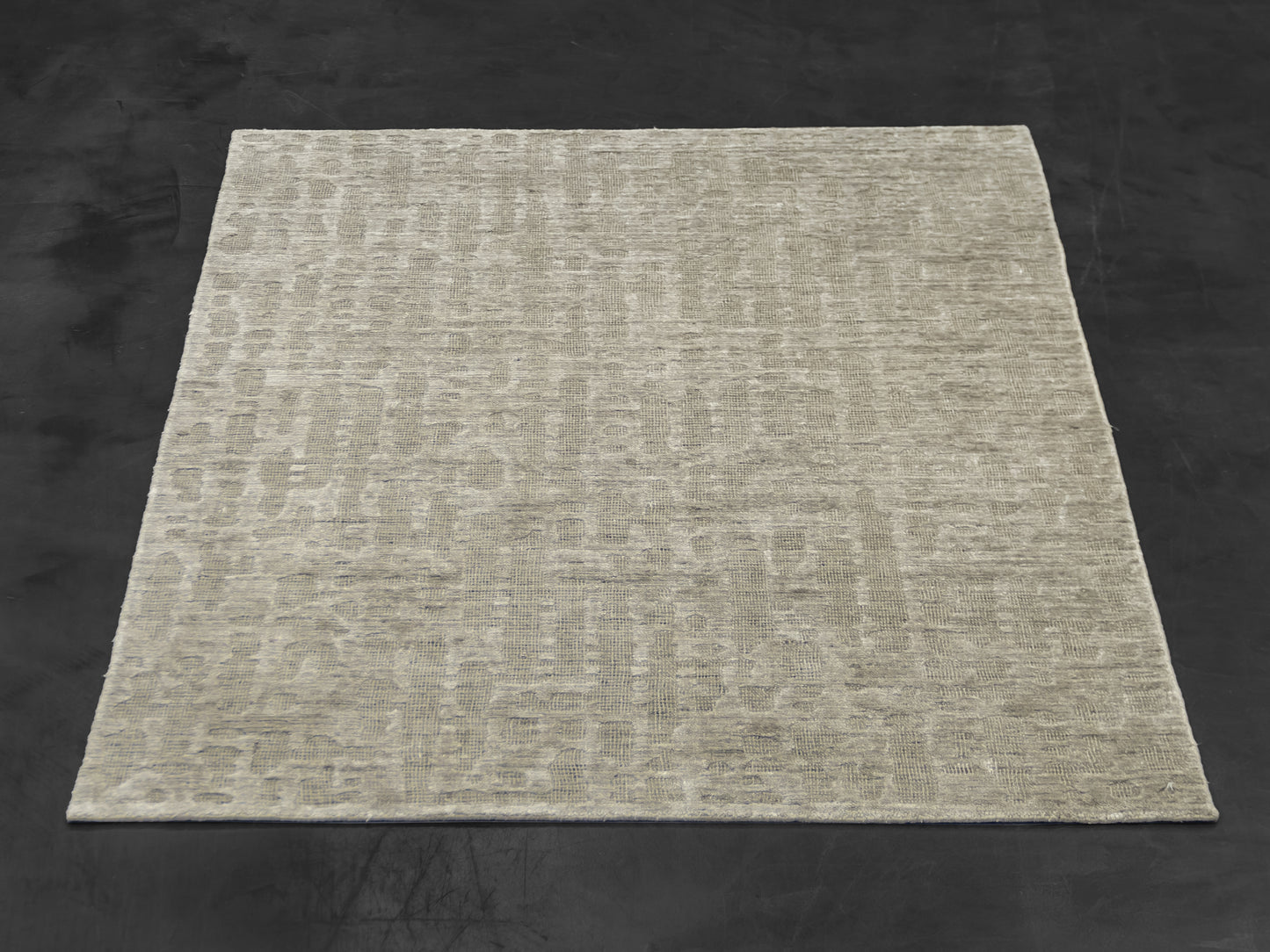 Fine Handmade Contemporary Wool And  Bamboo Silk Ivory Indian Rug From Nepal